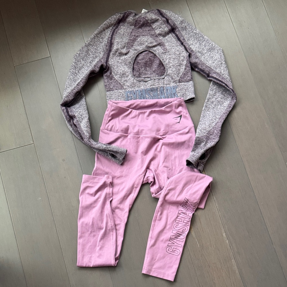 Gymshark Seamless Workout Set Crop Top & Leggings Pink Size S